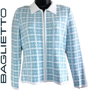 Baglietto blue/white knitted zipper cardigan/sweater with blue top size S